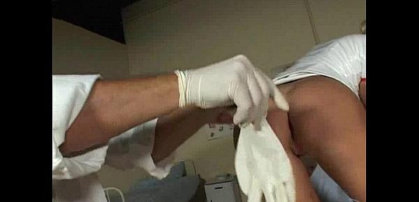  Blonde MILF nurse gets her ass fingered